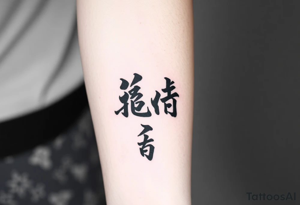 A black and gray tattoo design featuring the Japanese kanji 成長 (growth) and 忍耐 (perseverance), arranged vertically in bold brushstroke ink style. Surround the kanji with subtle martial arts symbolism, like a BJJ belt or grappling figures in motion. Incorporate inspirational energy similar to Kobe Bryant’s Mamba Mentality or Stephen Curry’s faith and discipline, reflected through minimalist elements like a subtle basketball silhouette or flame. The design should feel powerful, clean, and philosophical tattoo idea
