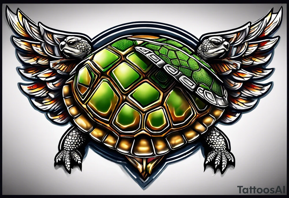 Turtle with wings logo for a baseball team called “Tri City Turtles” tattoo idea