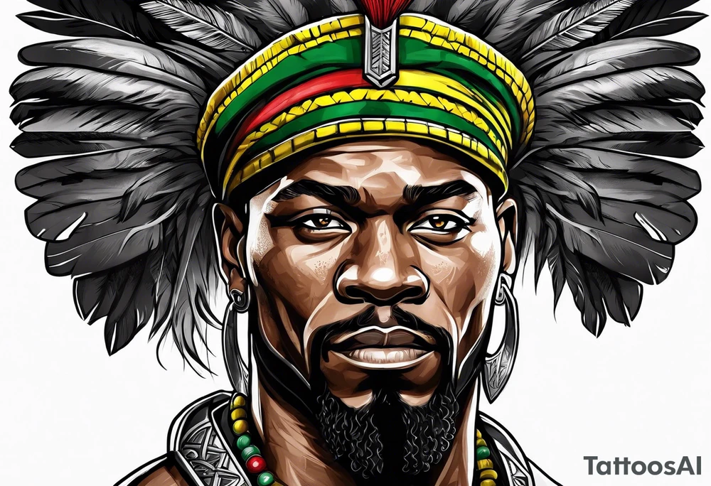 jamaican warrior into Spartan soldier tattoo idea