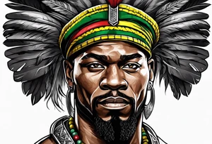 jamaican warrior into Spartan soldier tattoo idea