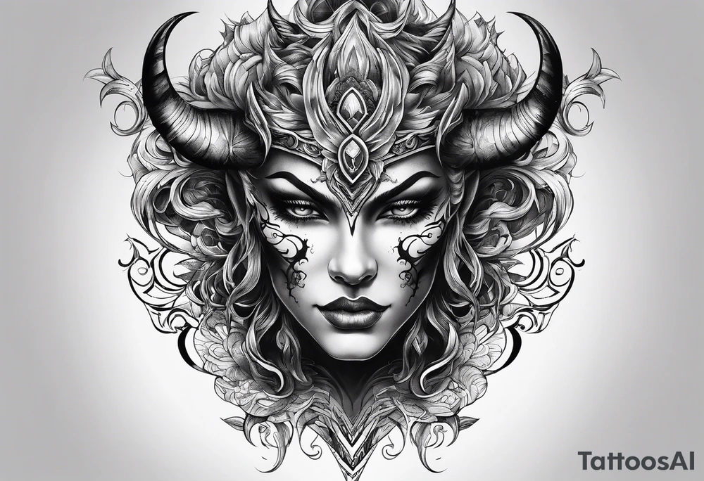 Demon face with inspirational quote tattoo idea
