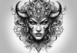 Demon face with inspirational quote tattoo idea
