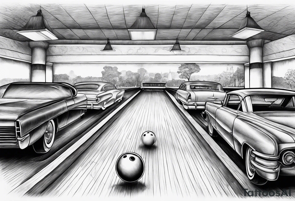 Bowling and cars tattoo idea