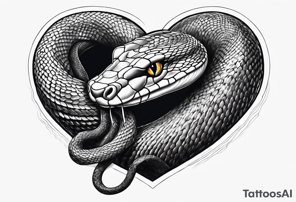 Snake wrapping and squeezing a heart tattoo idea