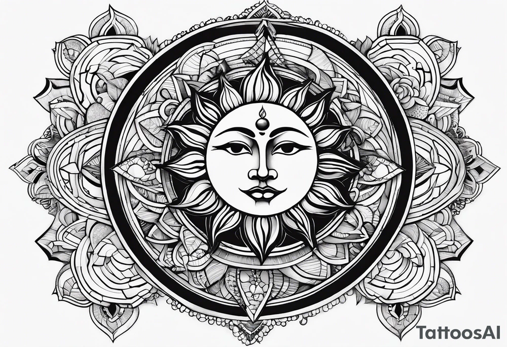 Moon and sun tattoo idea