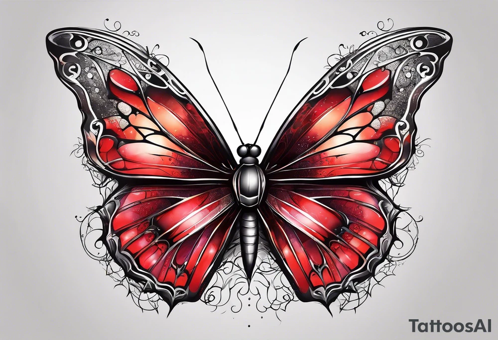 red butterfly spider dreamy tattoo idea