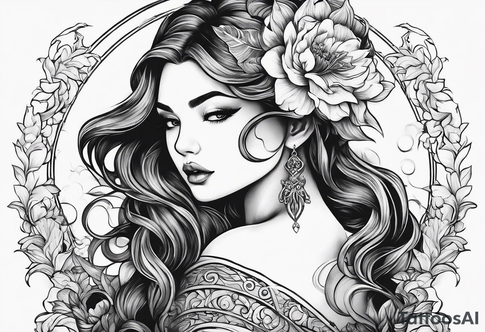 a sexy mysterious storybook siren tattoo idea