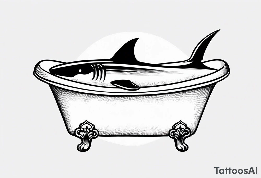 shark fin coming out of old school bathtub tattoo idea