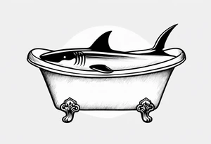 shark fin coming out of old school bathtub tattoo idea