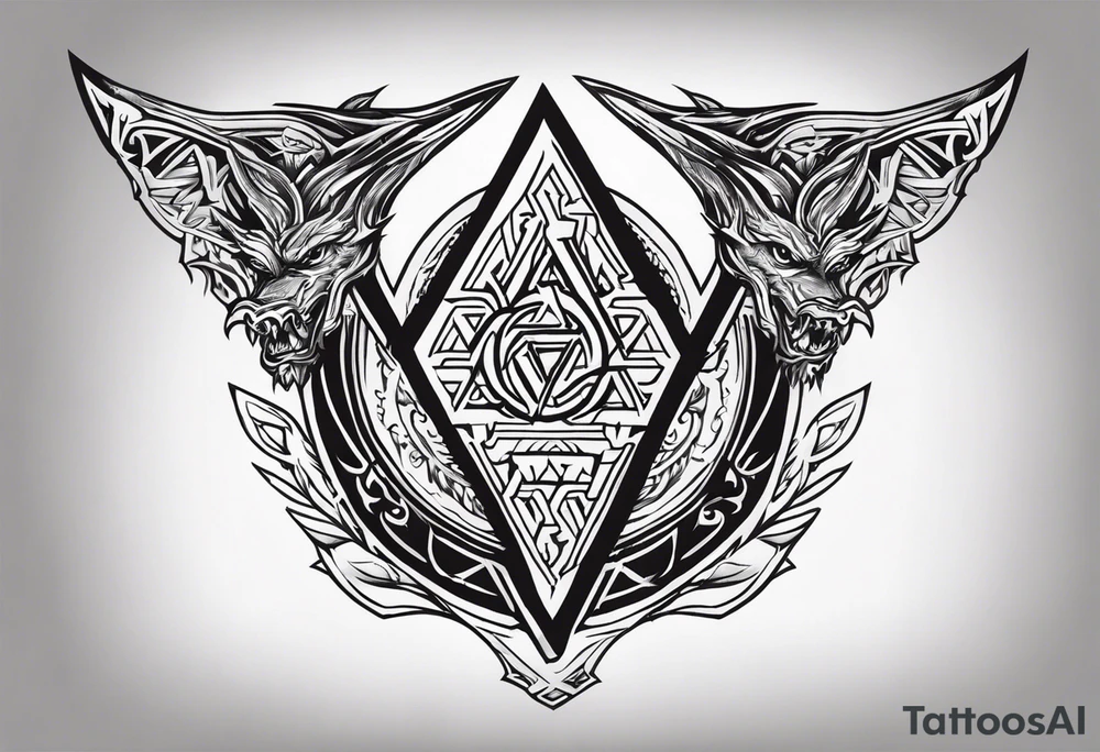 Valhalla sword shield dragon axe Valknut fire tattoo idea Valhalla sword shield dragon axe Valknut fire tattoo idea