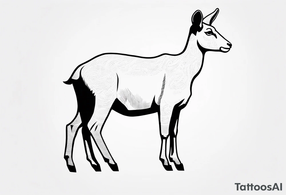 Shoulder/chest tattoo that is Half Goat, Half Kangaroo with a clear distinction of both tattoo idea