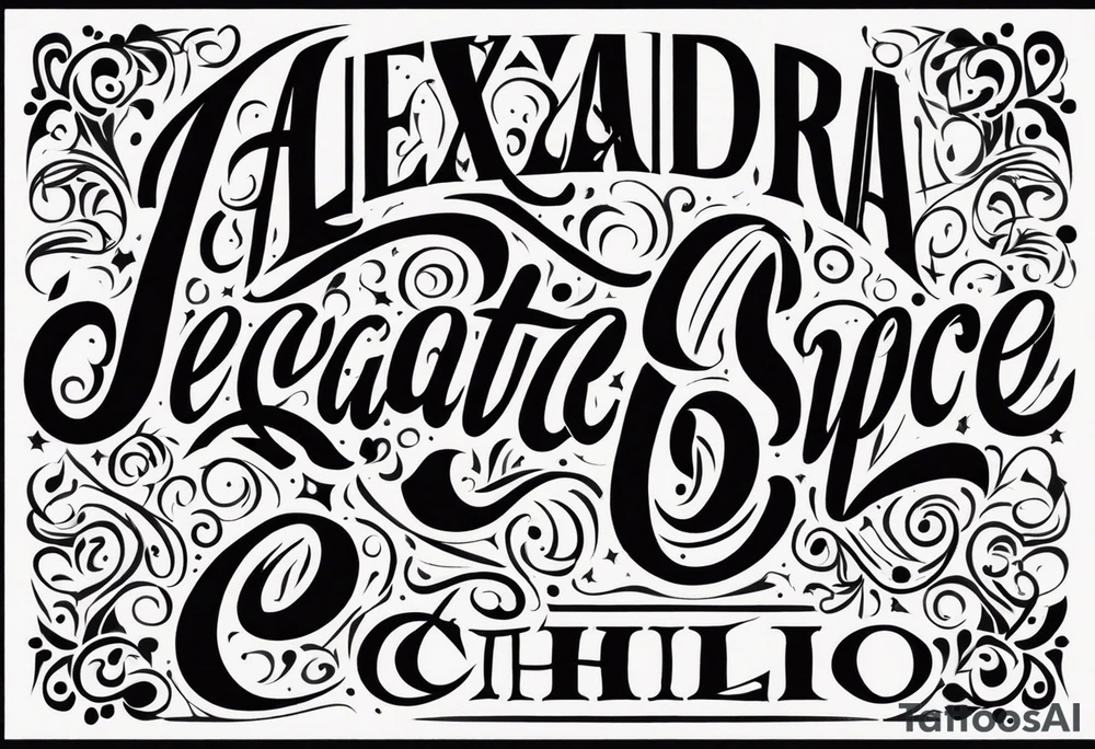 Alexandra
Negative space 
Cholo script tattoo idea