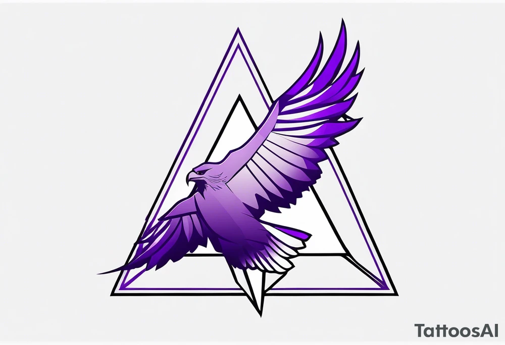 the outline of an eagle over a purple triangle tattoo idea