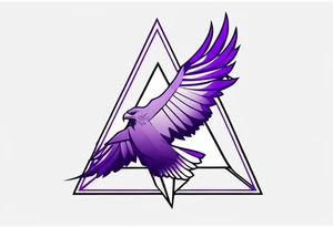 the outline of an eagle over a purple triangle tattoo idea