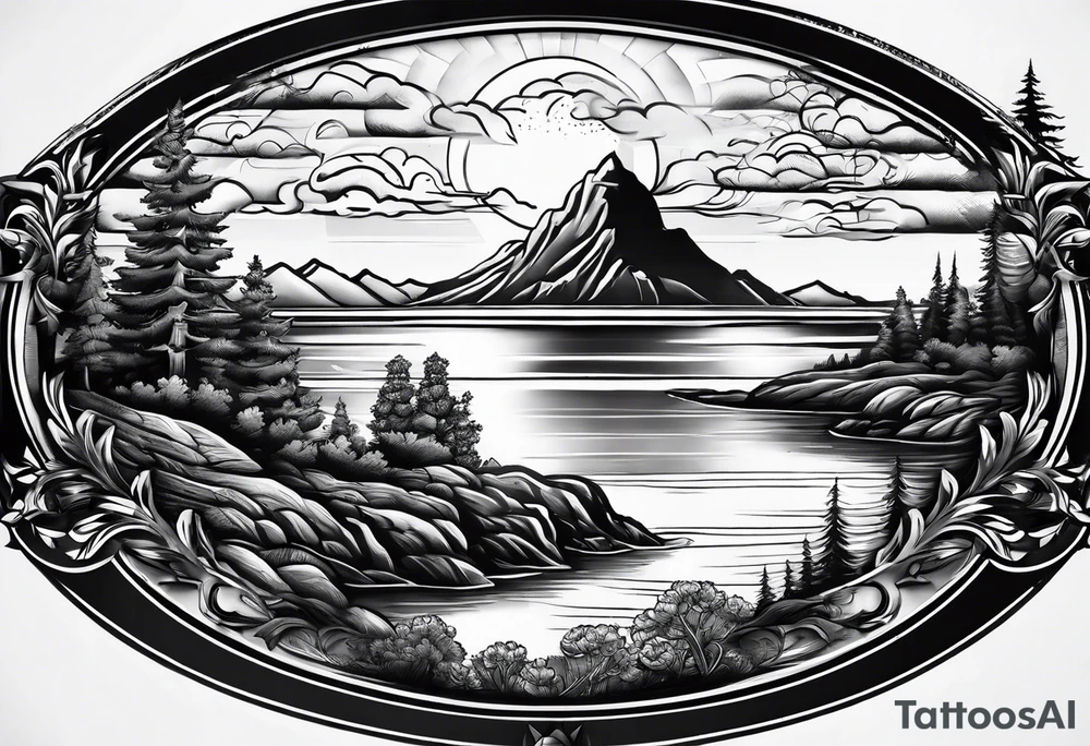 grandfather memorial sunset tattoo idea