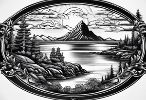 grandfather memorial sunset tattoo idea