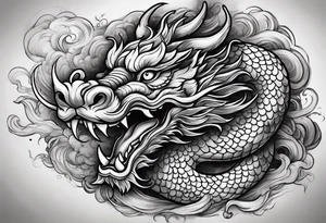 Traditional Chinese Dragon and smoke tattoo idea
