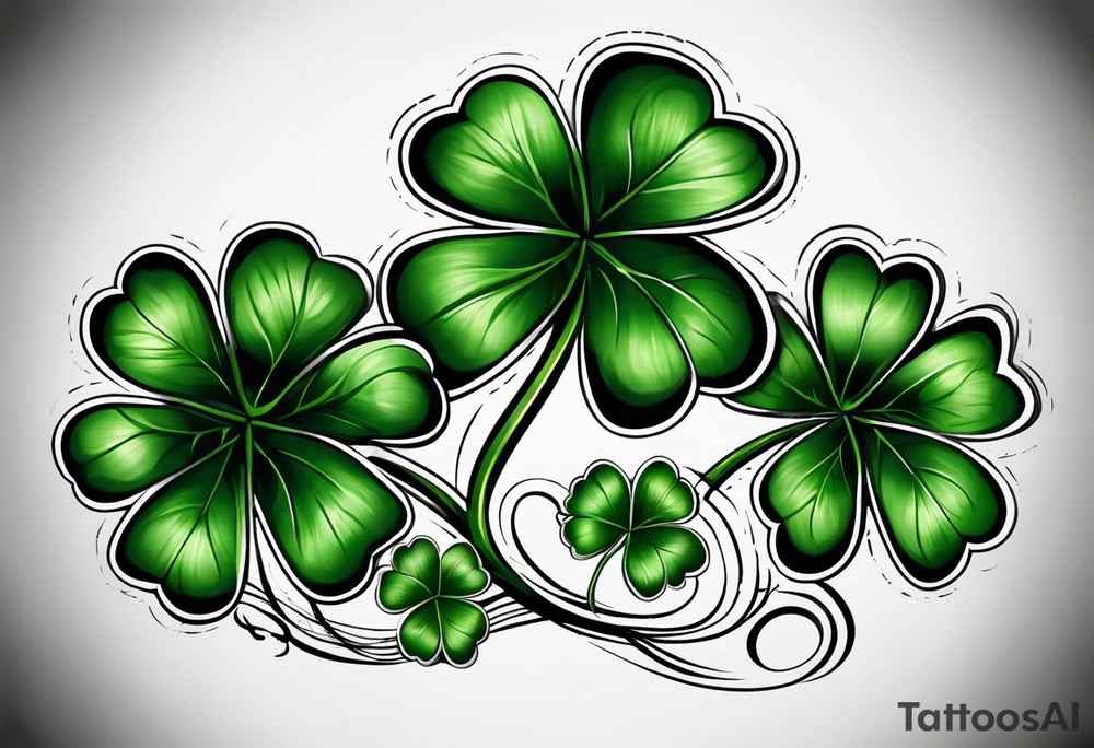 a single three leaf clover with vine tattoo idea
