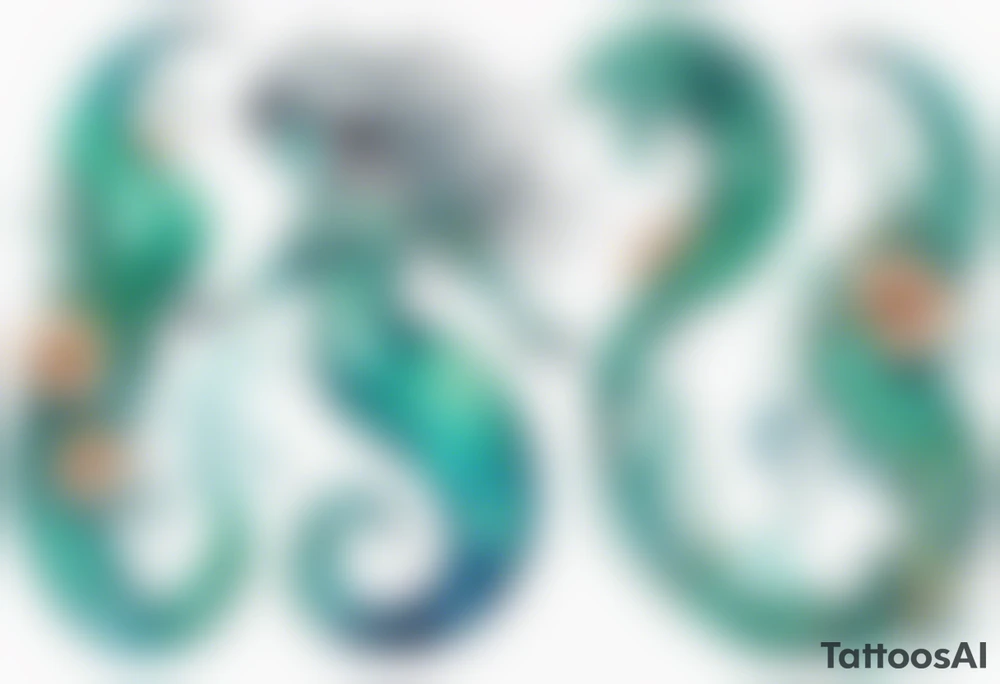 a mermaid serpent hybrid with turquoise scales by the ocean tattoo idea