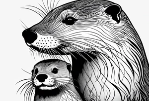 Female otter with baby tattoo idea