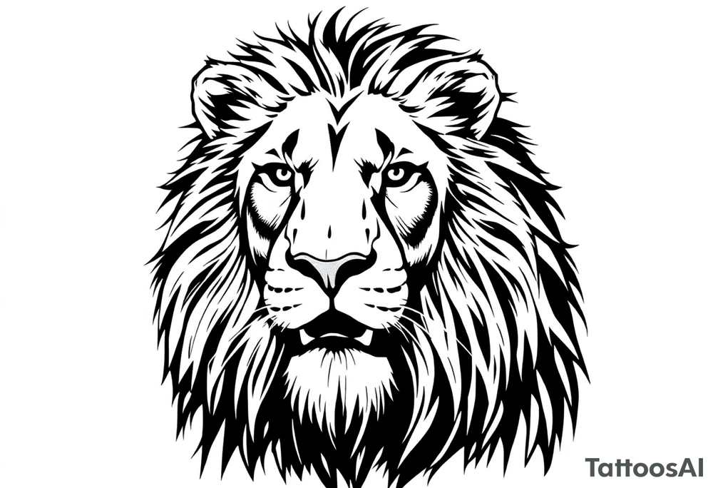 powerful majestic lion, close-up tattoo idea
