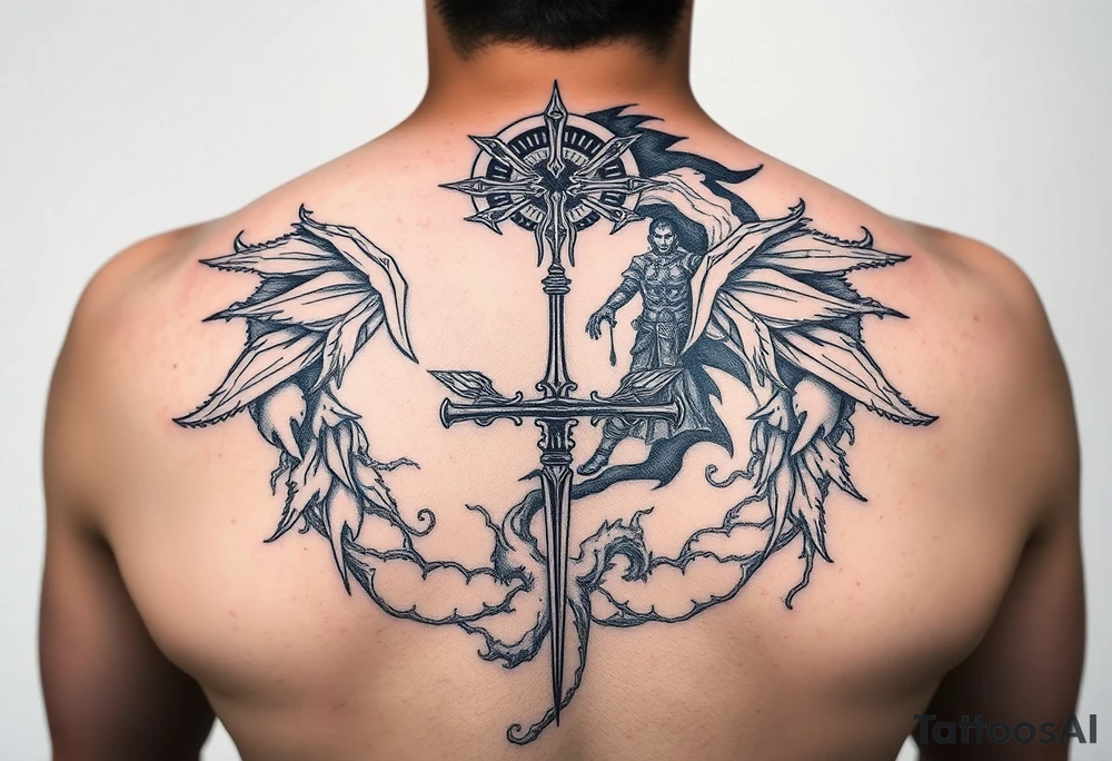 dark soul battlefield+spirit+japan historical tattoo idea