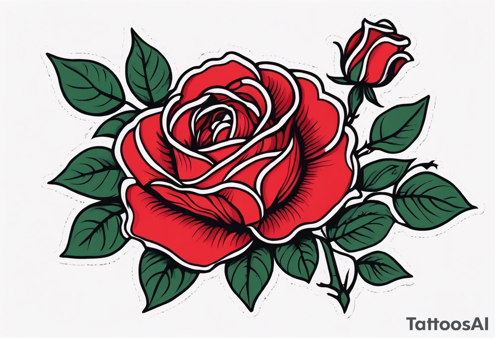 traditional rose red tattoo idea