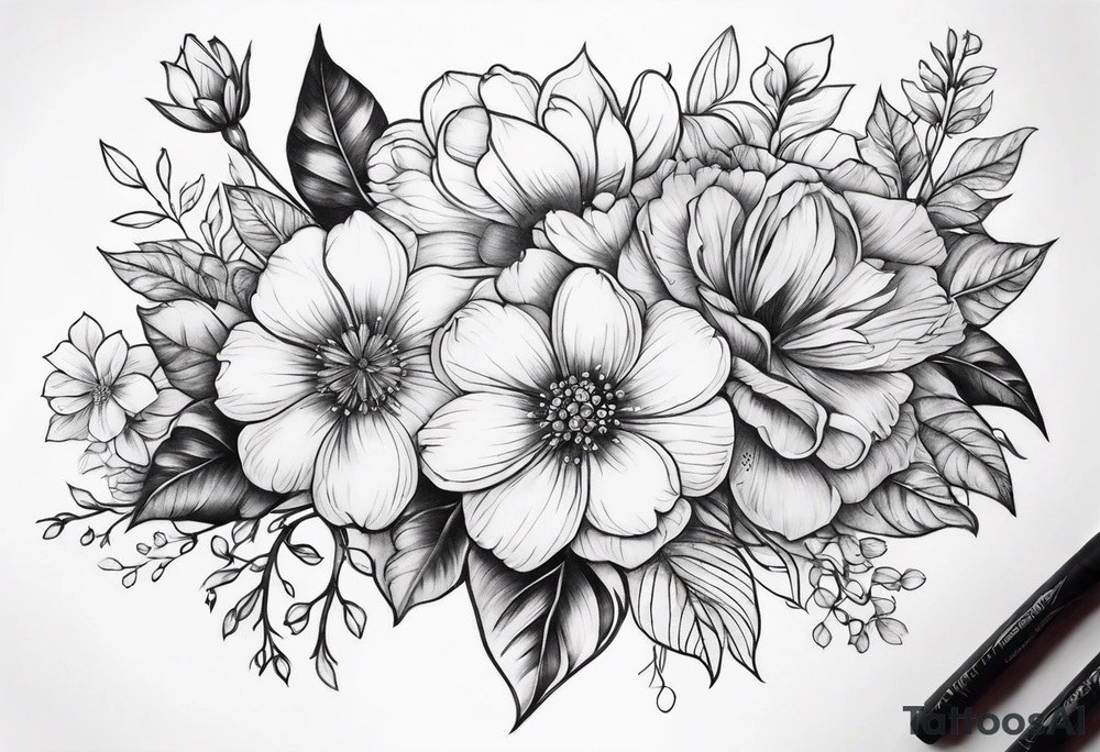 Floral with flowers arm sleeve tattoo idea