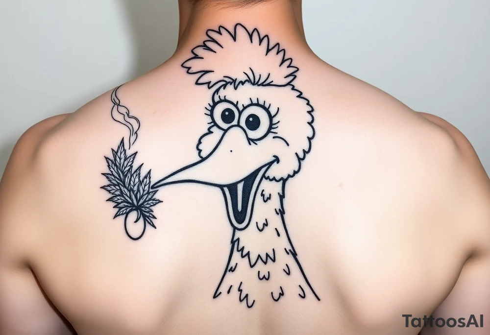 Big Bird from sesame Street smoking marijuana tattoo idea