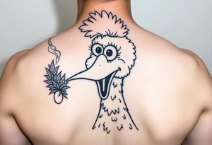 Big Bird from sesame Street smoking marijuana tattoo idea