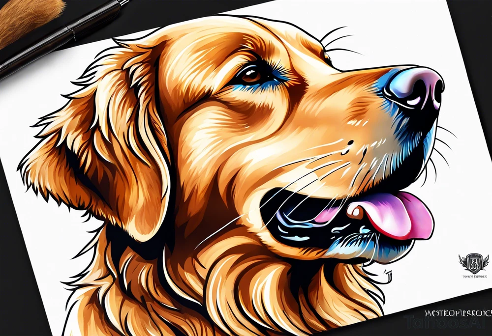dark colored golden retriever that is happy tattoo idea