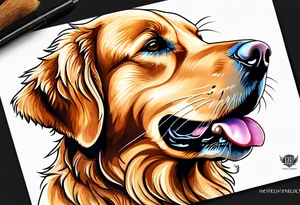 dark colored golden retriever that is happy tattoo idea