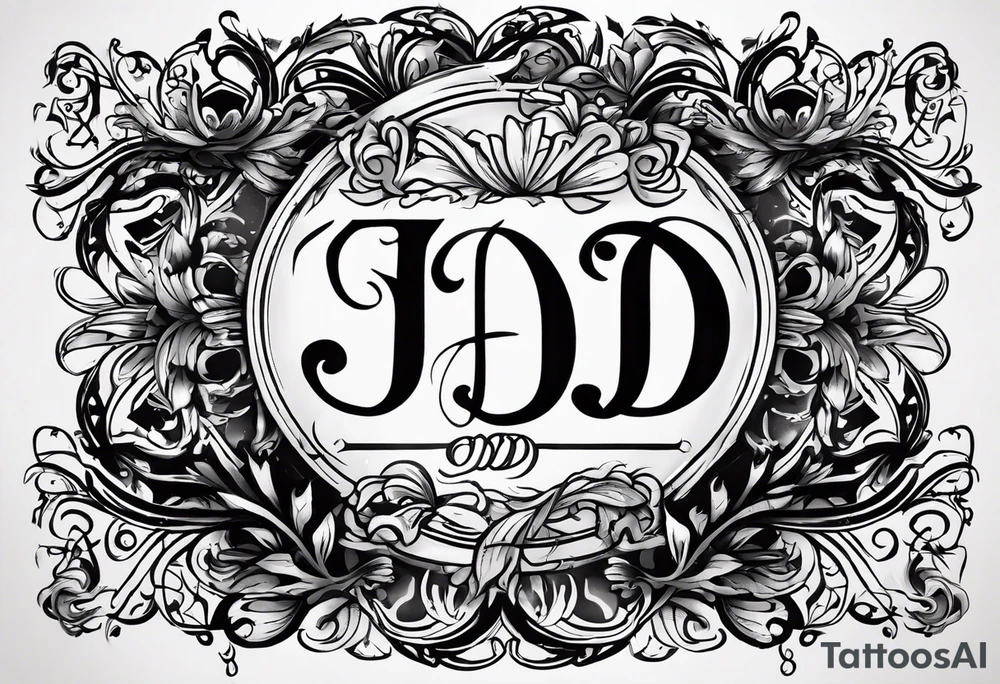 I want to design a tattoo that has the letters A, J, D, E mixed together like a design in harmony with old chaligraphy. I don't want additional images but just the letters tattoo idea