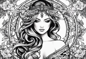 Feminine vine wrapping around arm in sleeve style with mystical creatures in between tattoo idea