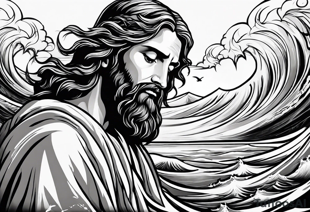Jesus calming the sea tattoo idea
