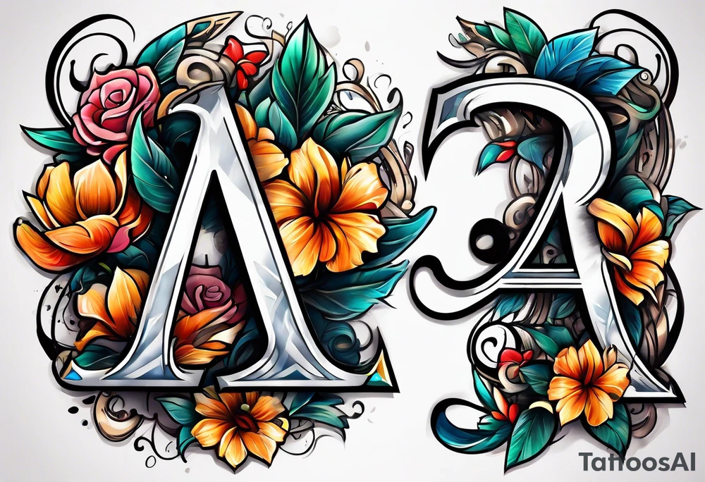 the letters A and R tattoo idea