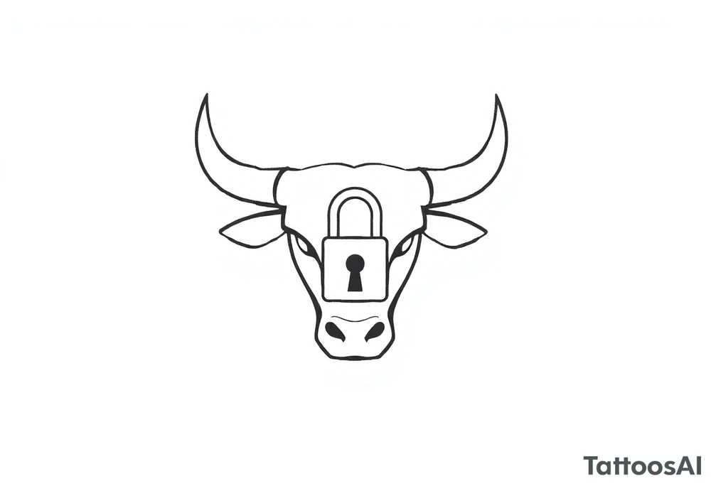 Bull symbol with lock symbol tattoo idea