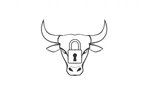 Bull symbol with lock symbol tattoo idea