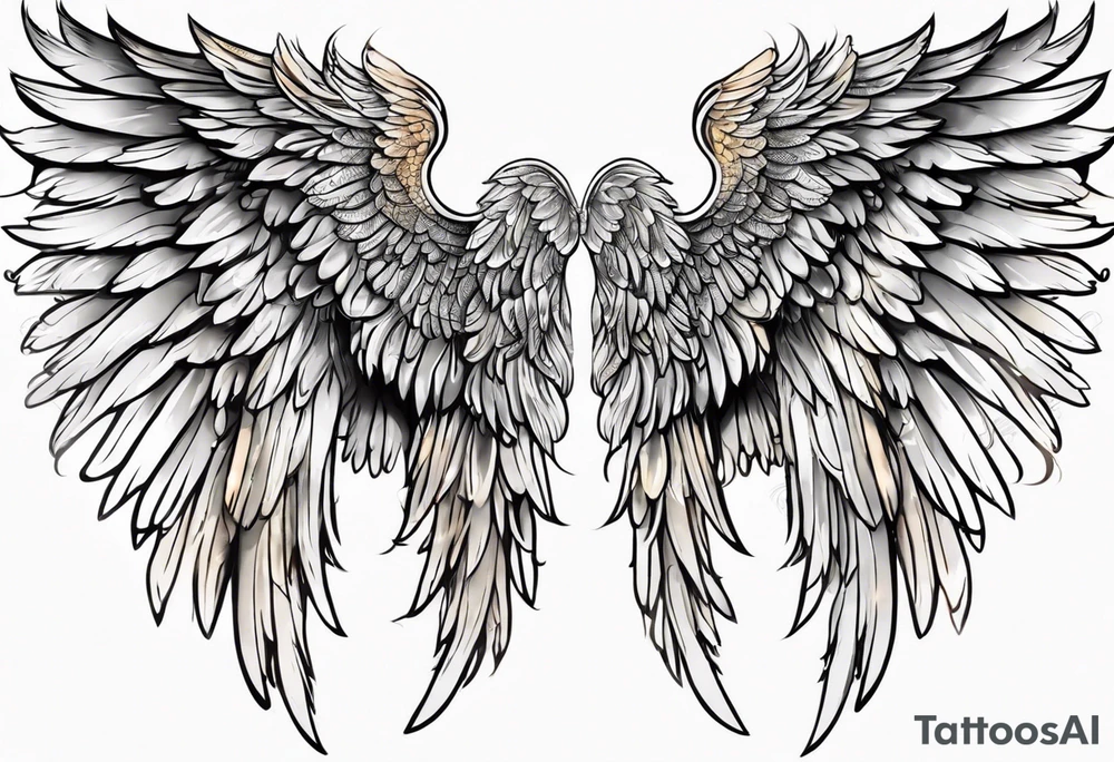 beautiful angel wings. with flilgree in the background tattoo idea