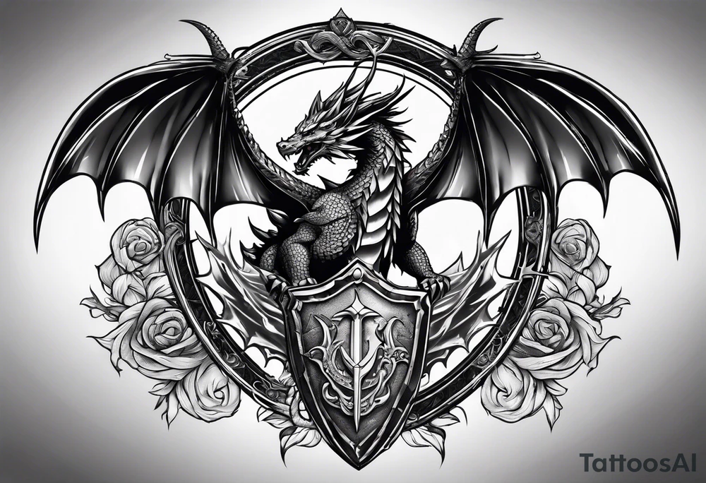 Valhalla sword shield dragon tattoo idea