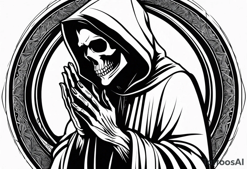 The grim reaper with praying hands tattoo idea
