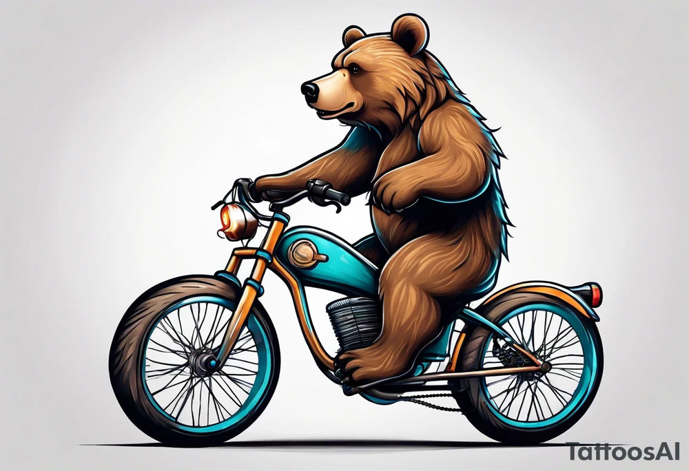 bear riding a bicycle tattoo idea