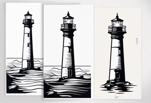 farol em meio ao oceano com luz acesa tattoo idea