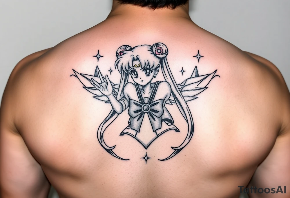 legendary sailor moon with energy aura and power effects tattoo idea