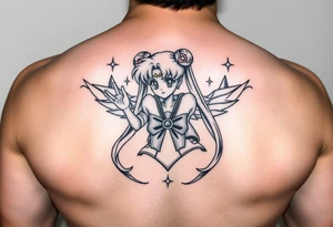 legendary sailor moon with energy aura and power effects tattoo idea