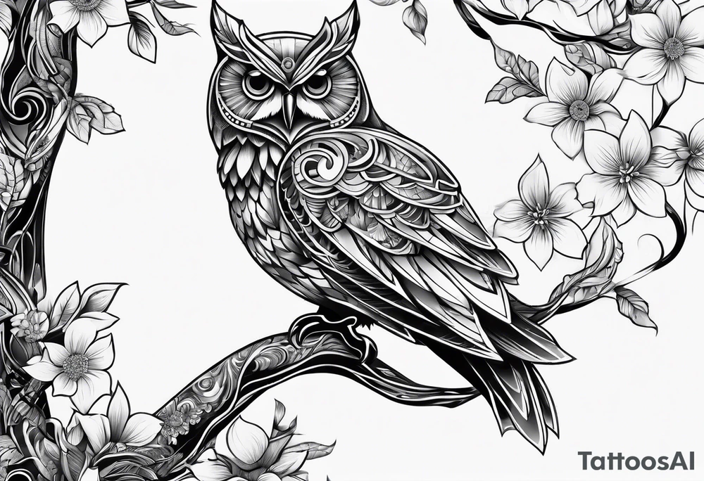 robotic owl tattoo idea
