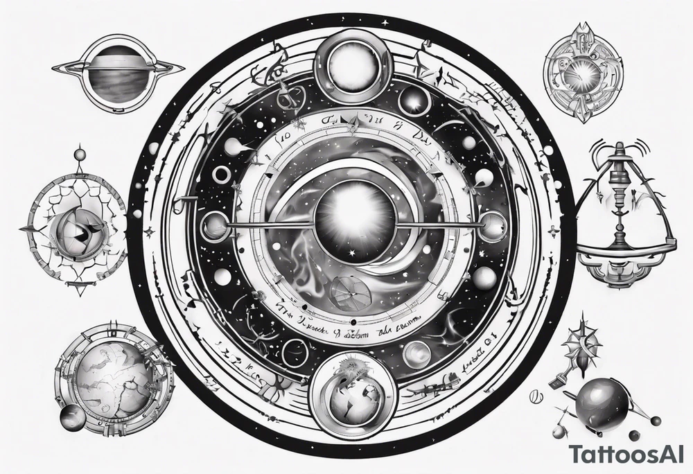 Astronomy, planet, zodiac, libra tattoo idea