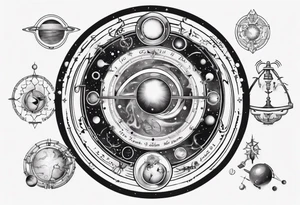 Astronomy, planet, zodiac, libra tattoo idea