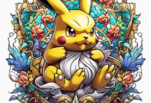 Alakazam pokemon statue tattoo idea