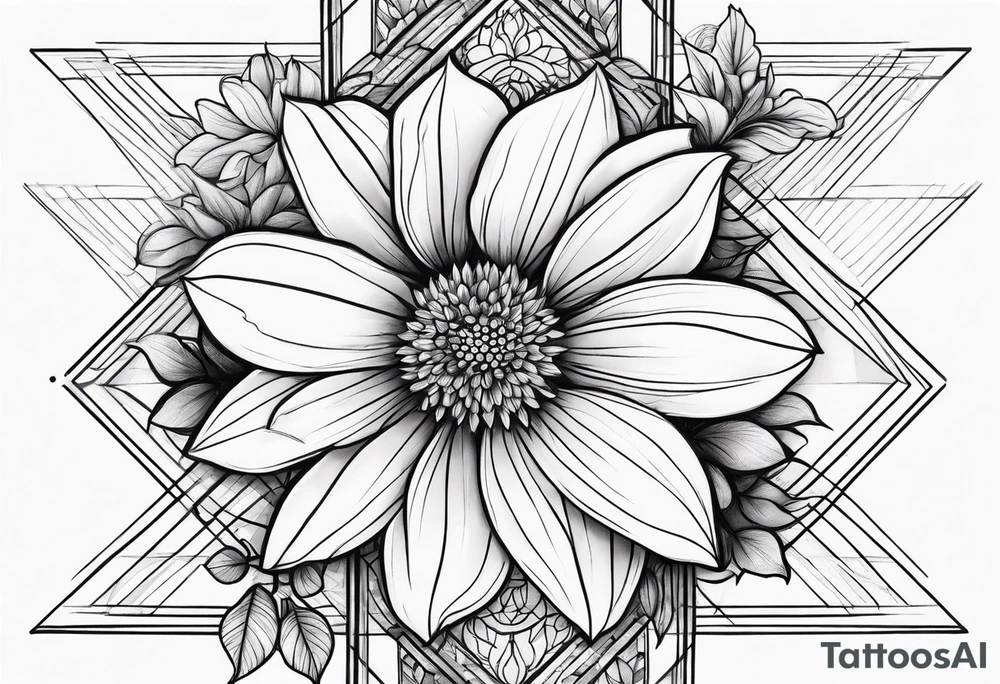 September month flower and April month flower meeting together horizontally simple line work tattoo idea